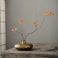 Vintage Coarse Porcelain Vase Living Room Decorative Art Arrangement Flat Vase Flower Arrangement Container Interior Ornament