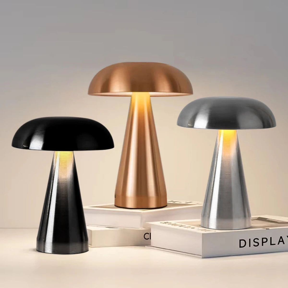 Retro LED Night Ligh Mushroom Touch Sensor Desk Lamp 3 Color Dimming Desktop Night Light Rechargeable Reading Lamp Desktop Decor