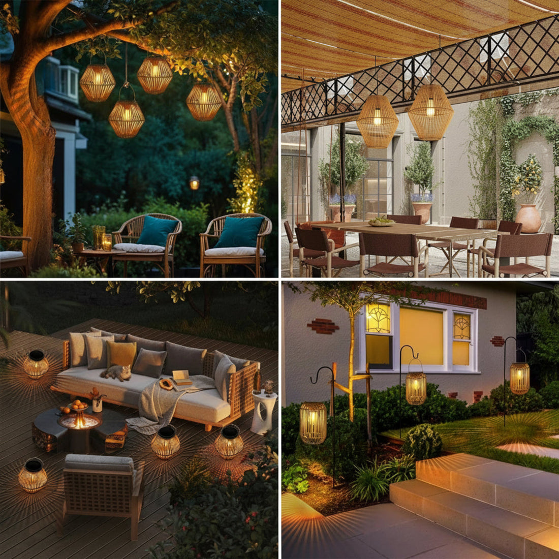 Solar Lanterns Solar Lights Outdoor Waterproof Boho Light for outside Hanging Rattan Lantern Decoration for Garden Yard Patio
