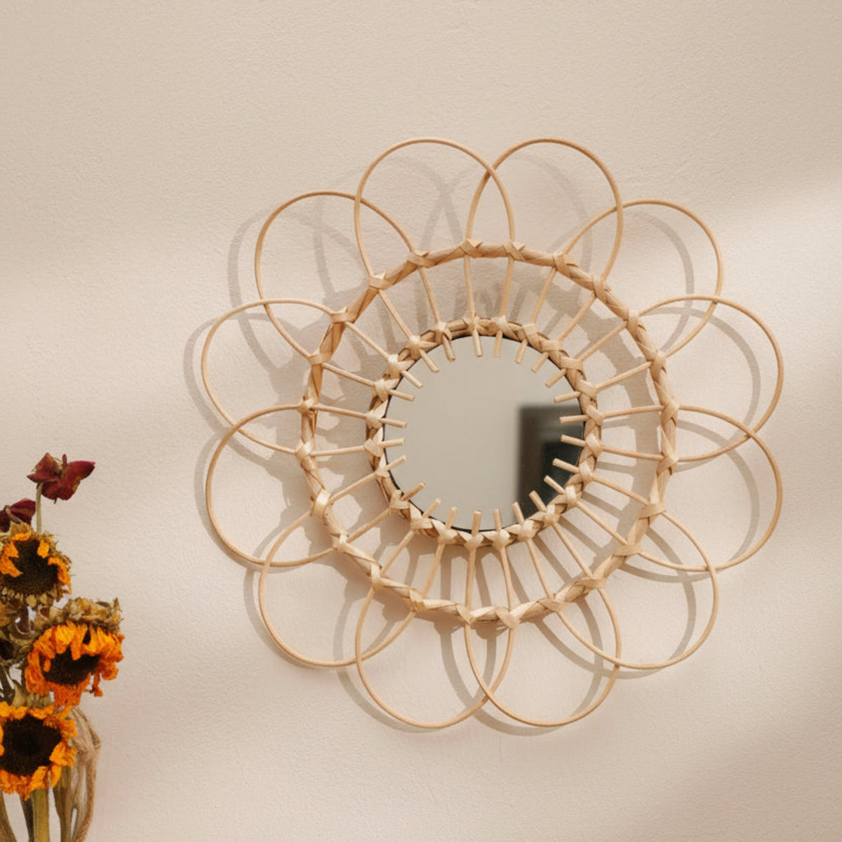 Decorative Mirror Hand Woven Wall Art Wall Mirror Handmade Mirror Wall Decor Room Decors Aesthetic for Bedroom Living Room Gift