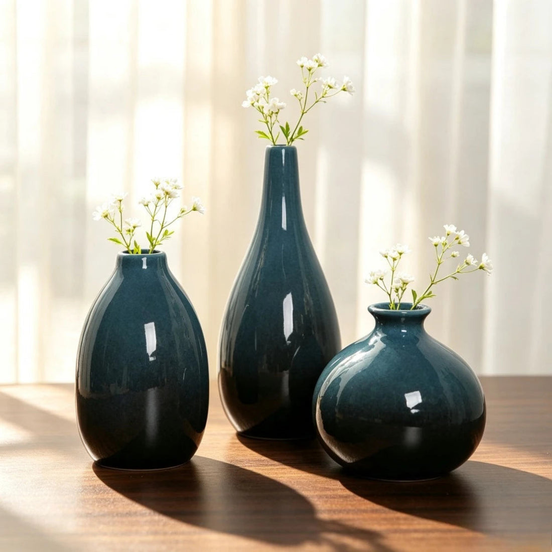 Modern Ceramic Vase 3 Piece Set Simple Artistic Flower Vase Desktop Ornament for Home Office Holiday Decoration